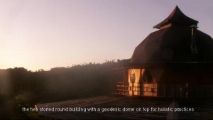 The geodesic dome on top of the house